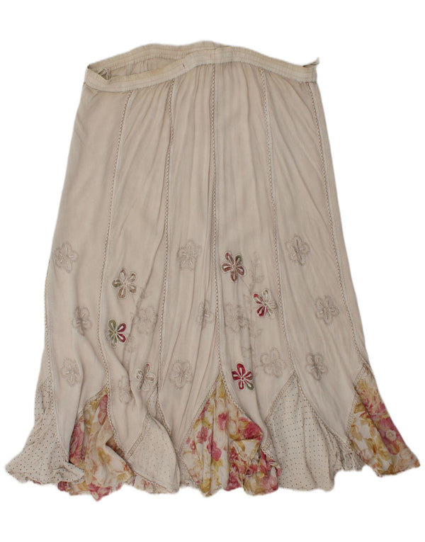 Fusta țigănească vintage pentru femei XL W38 Bej, viscoză florală