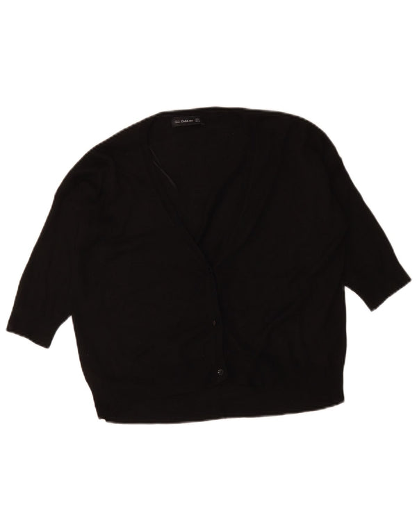 Pulover cardigan cu mâneci 3/4 pentru femei Zara UK 10 mic, negru, viscoză