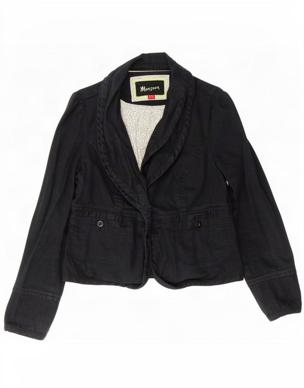 Sacou blazer pentru femei Monsoon cu 1 nasture UK 16, mare, negru, bumbac