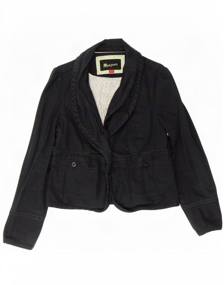 Sacou blazer pentru femei Monsoon cu 1 nasture UK 16, mare, negru, bumbac