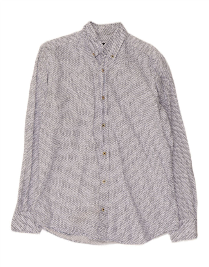 Cămașă Massimo Dutti Bărbați Mic Albastru Floral Bumbac