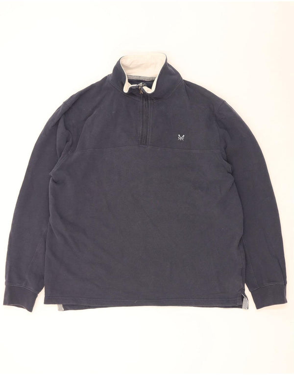 Crew Clothing Mens Zip Neck Sweatshirt Jumper XL Navy Blue Cotton