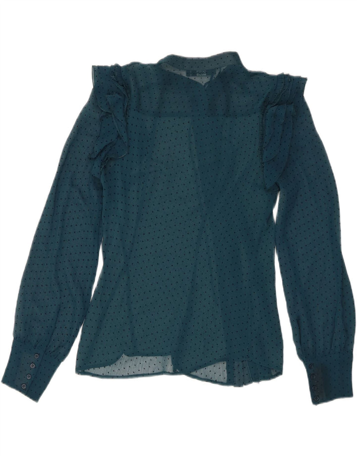 Bluză cămașă cu cravată în față pentru femei Oasis UK 8 Small Blue Spotted