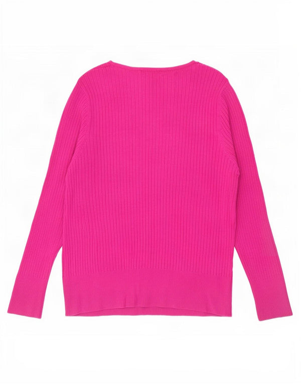Pulover pentru femei Marks & Spencer cu decolteu în V UK 22 3XL roz viscoză