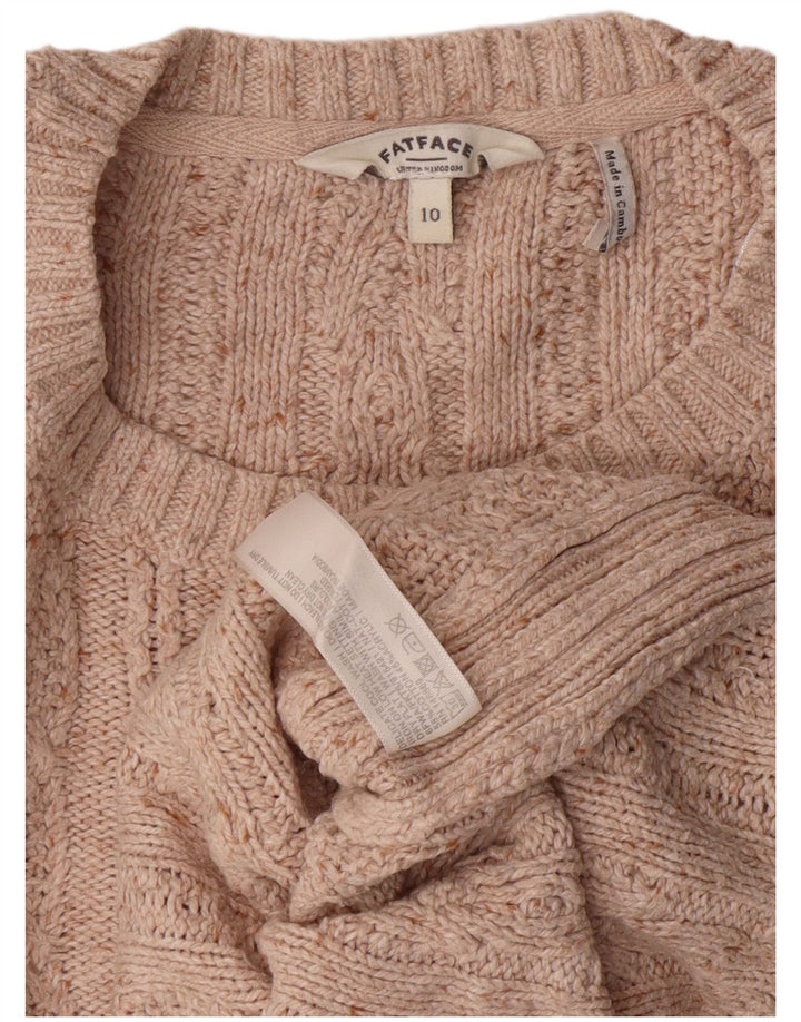 Pulover pentru femei Fat Face cu decolteu triplu UK 10 Mic Bej Bumbac Clasic
