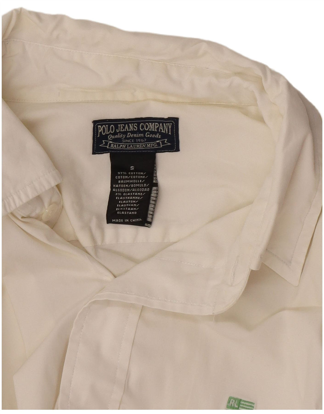 Cămașă pentru bărbați Ralph Lauren, bumbac alb mic