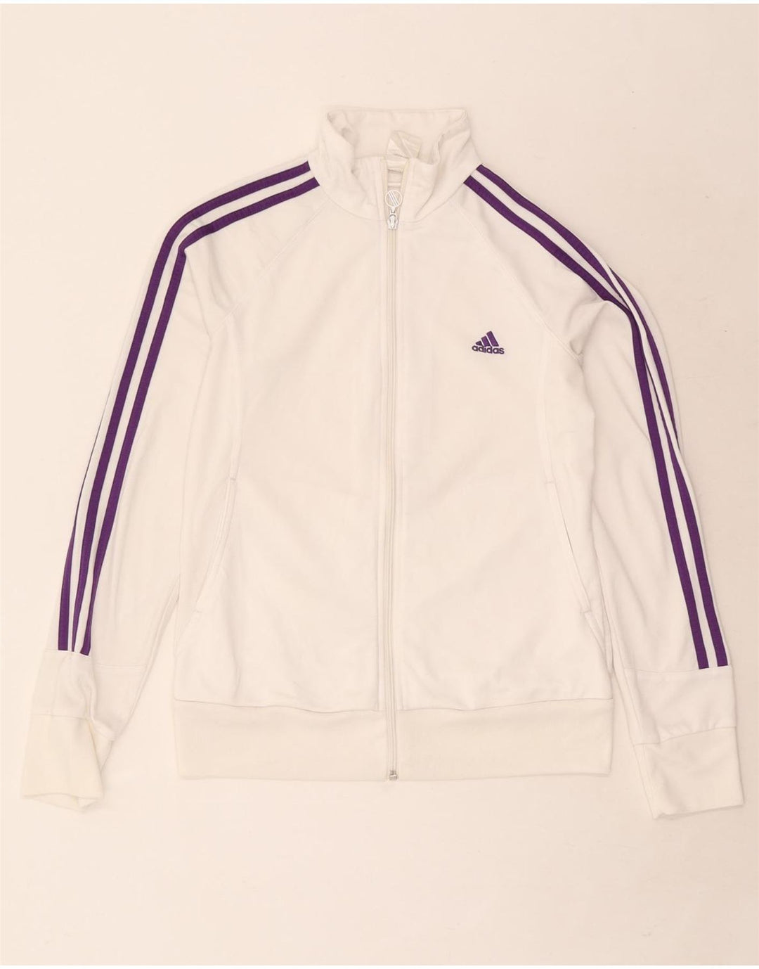 Jachetă de trening Adidas pentru femei UK 12/14 Poliester alb mediu