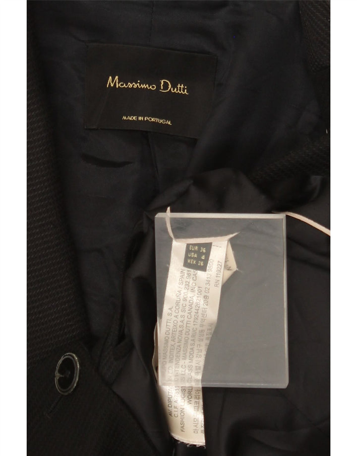 MASSIMO DUTTI Jachetă Blazer Femei 1 Buton EU 36 XS Lână Neagră