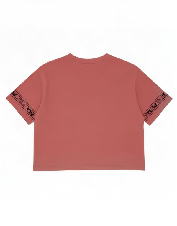 Tricou cu grafică Crop Fila pentru femei Top UK 12 Medium Pink Bumbac
