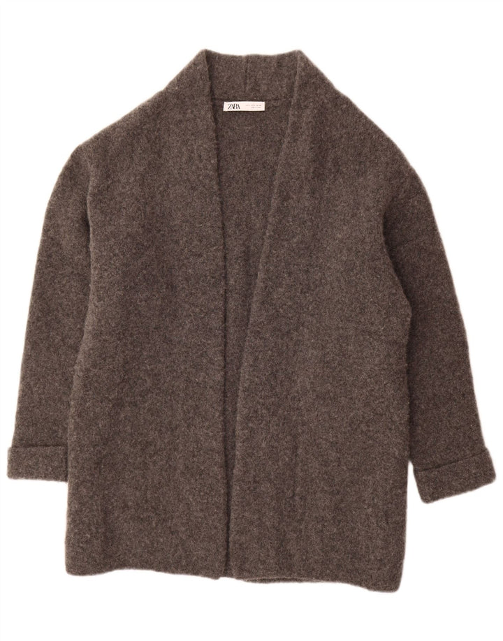 Pulover cardigan deschis supradimensionat pentru femei Zara UK 10 Lână gri mică