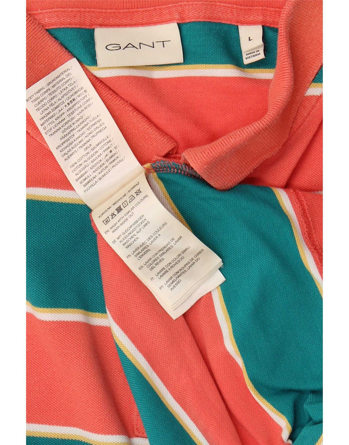 Tricou polo pentru bărbați Gant, bumbac cu dungi multicolore