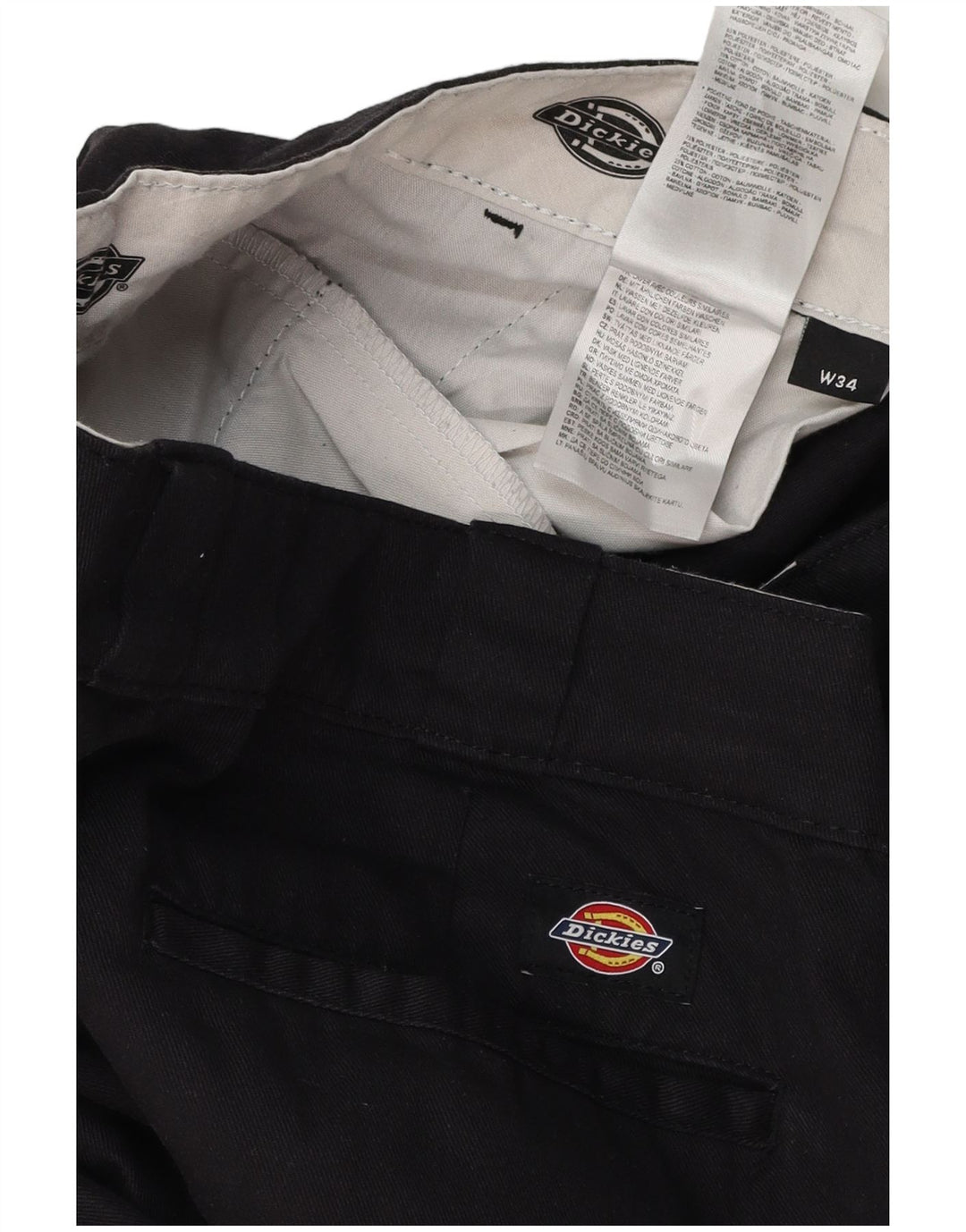 DICKIES Pantaloni chino drepți pentru bărbați W34 L31 poliester negru