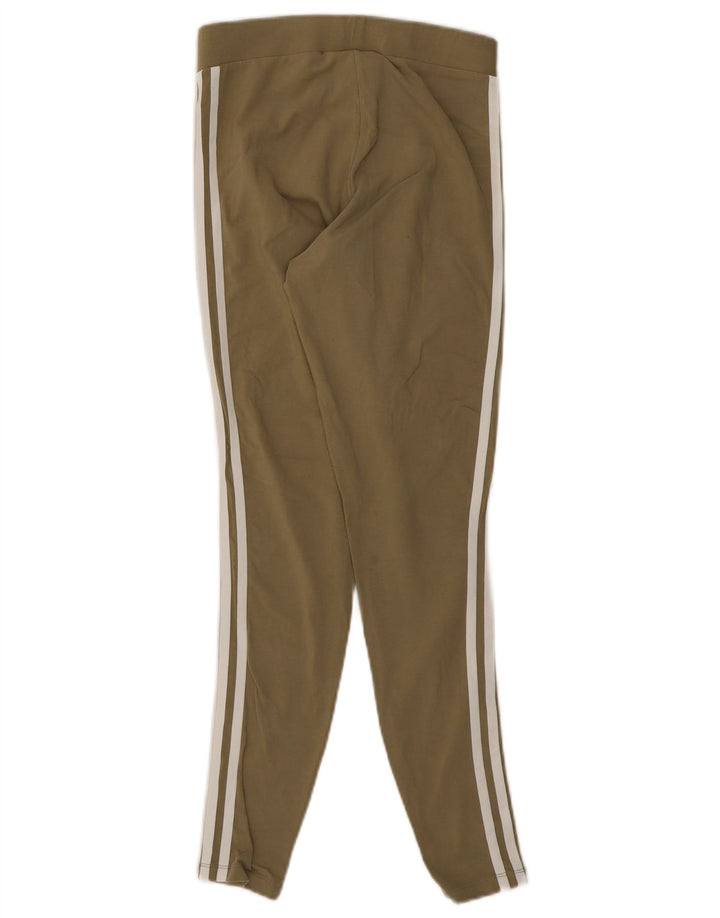 ADIDAS Womens Leggings UK 10 Small Khaki Cotton