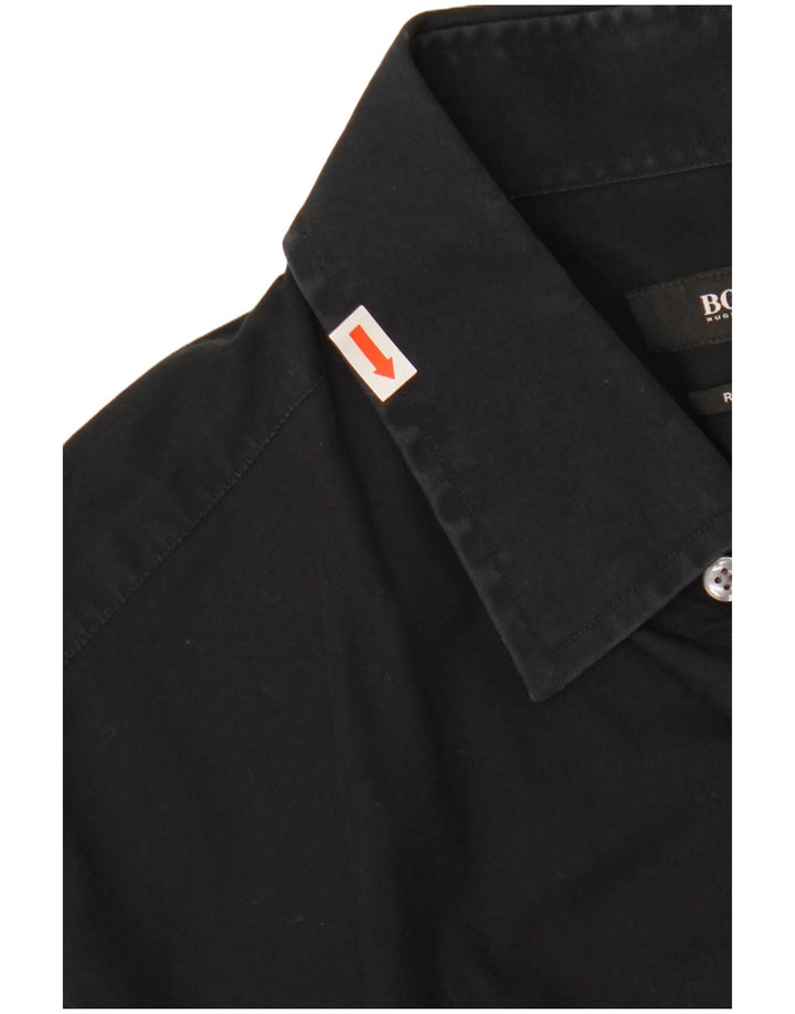 Cămașă HUGO BOSS pentru bărbați, cu tăiere obișnuită, mărime 16 1/2 42 mare, neagră