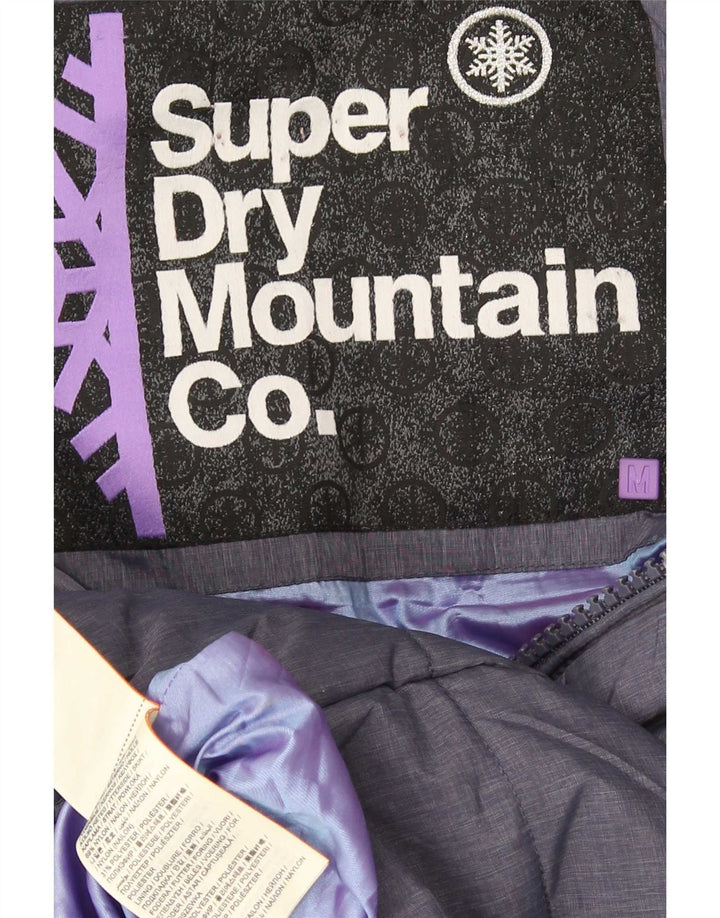 Jachetă căptușită cu glugă Superdry pentru femei UK 14 Medium Blue Nylon