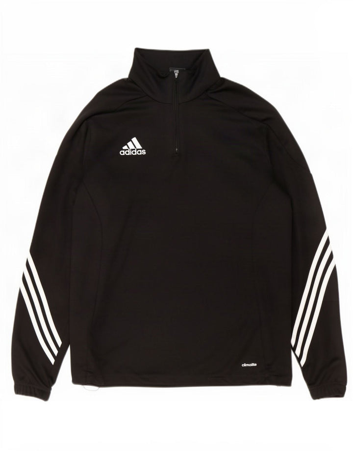 Adidas Climalite Zip Neck Pullover Trening Top Mare Poliester Negru
