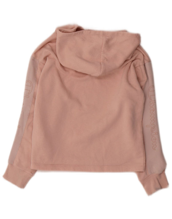 Pulover cu glugă cu grafic pentru fete Champion 9-10 ani Roz mediu colorblock