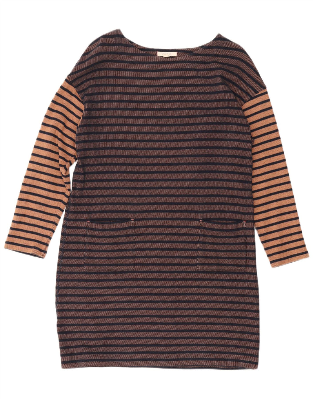 WHITE STUFF Rochie cu mânecă lungă pentru femei UK 14, mare, cu dungi maro