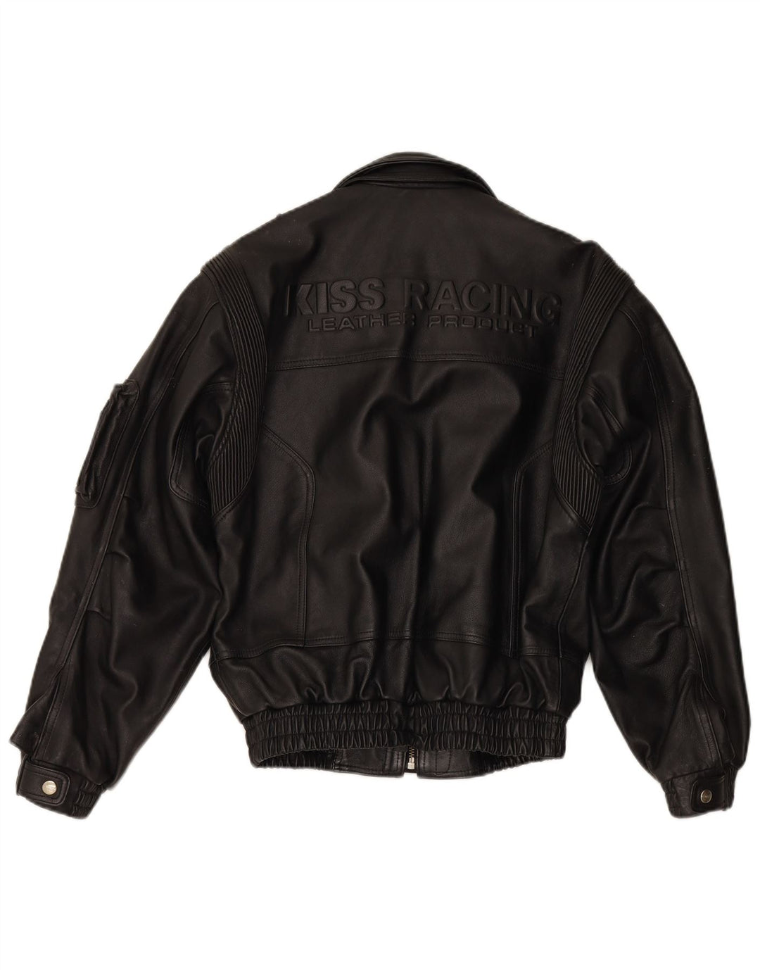 EUROX Jachetă de curse din piele cu grafică pentru bărbați UK 40, mare, neagră