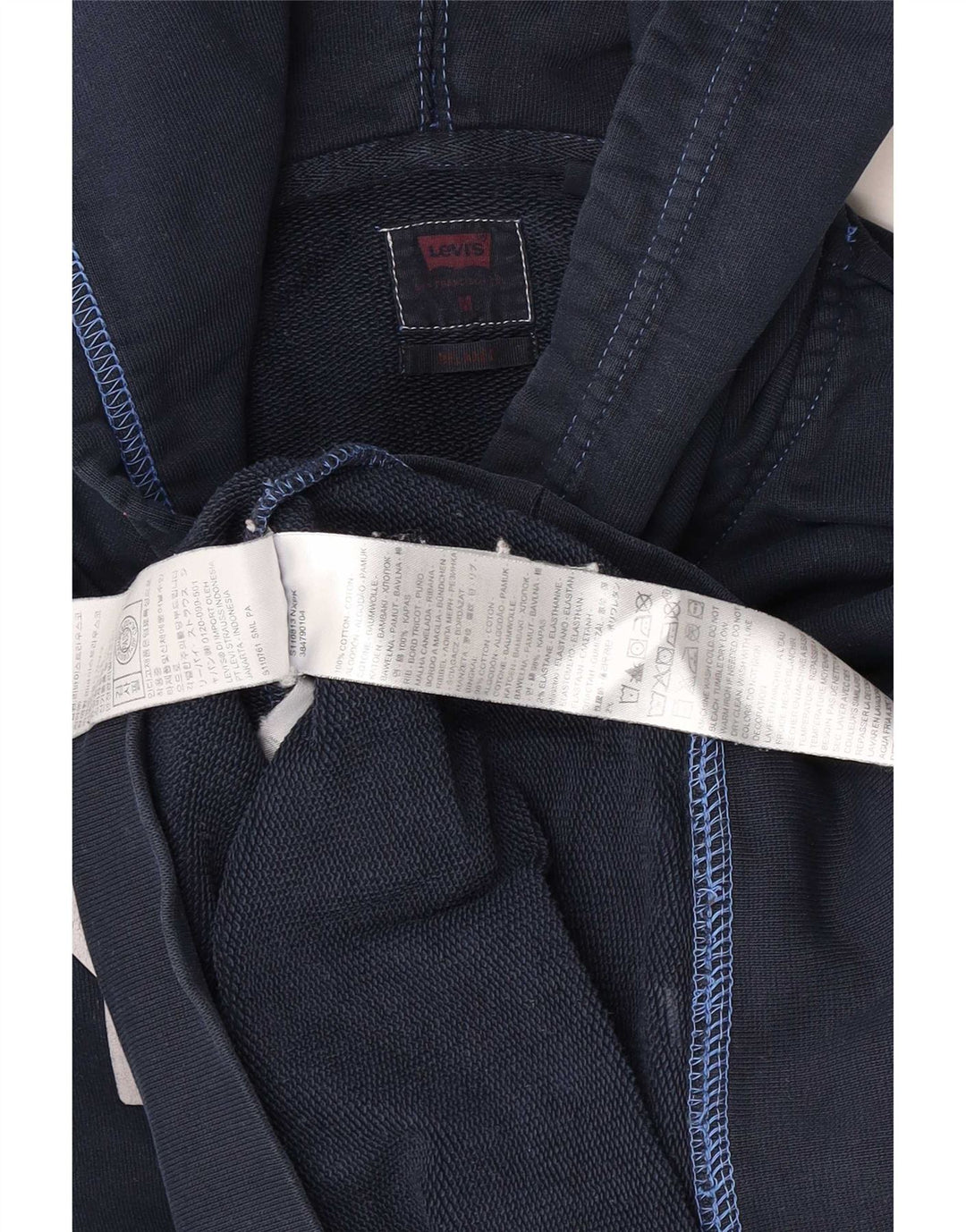 Pulover Levi's pentru bărbați cu capota cu grafică, bumbac, albastru bleumarin mediu