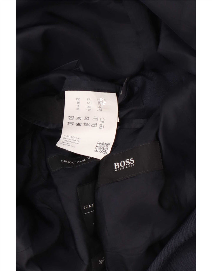 Blazer pentru bărbați Hugo Boss cu 2 nasturi EU 56 3XL Lână bleumarin