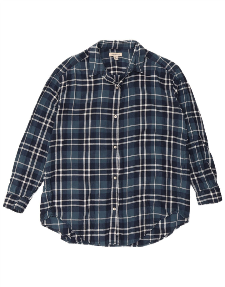 Cămașă de flanel pentru femei CALVIN KLEIN JEANS UK 10 mic, bleumarin, caroserie