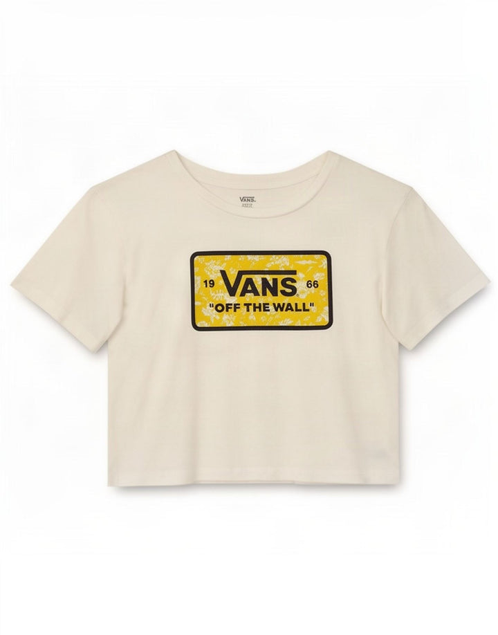 Tricou crop grafic Vans pentru femei Top mic alb
