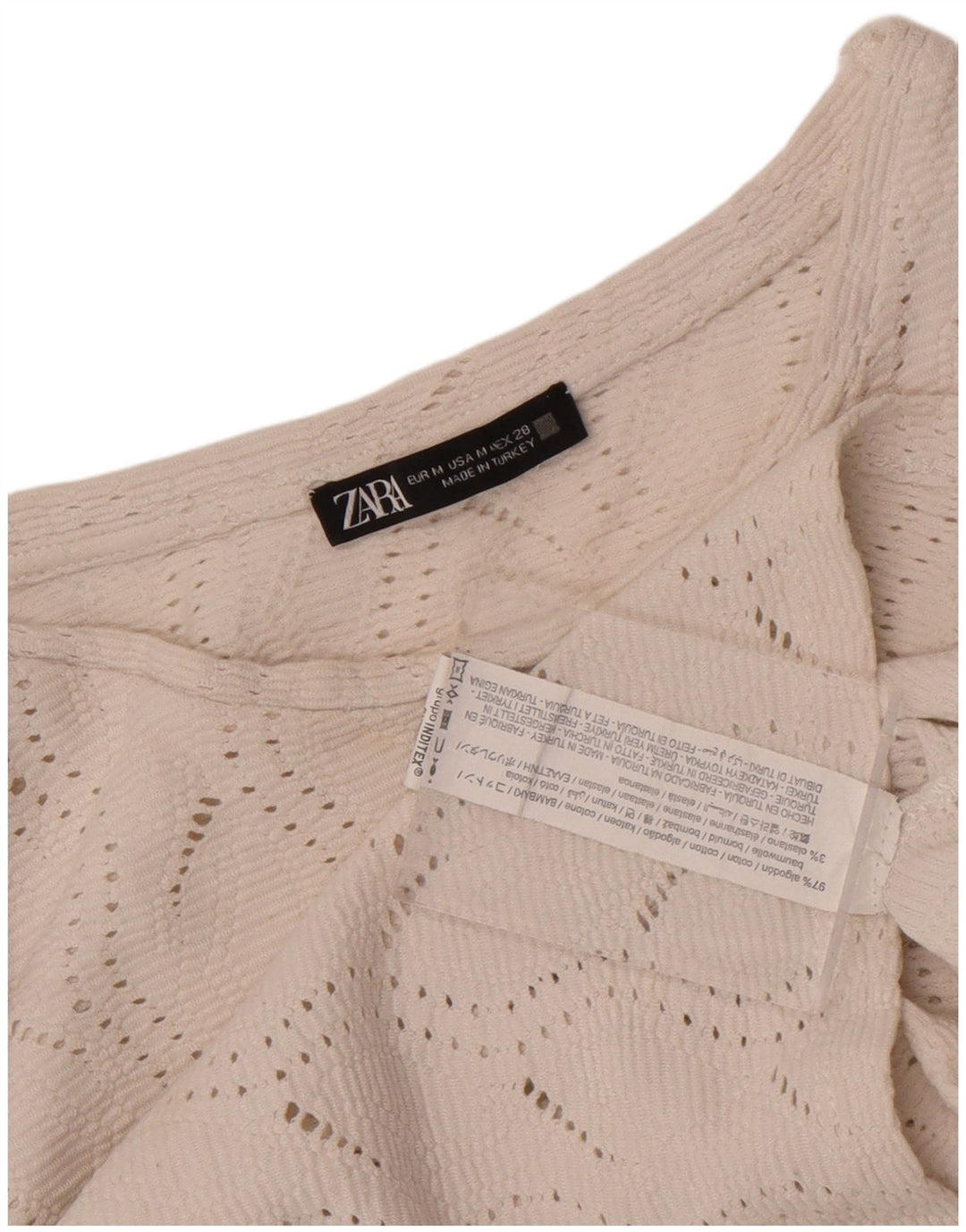 Bluză Crop Top Femei Zara UK 12 Bumbac Alb Mediu