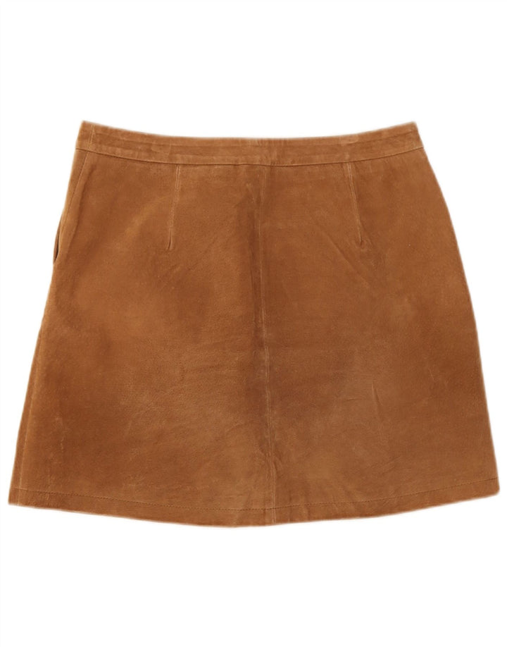 Fusta mini de piele intoarsa pentru femei Vintage Medium W30 Maro