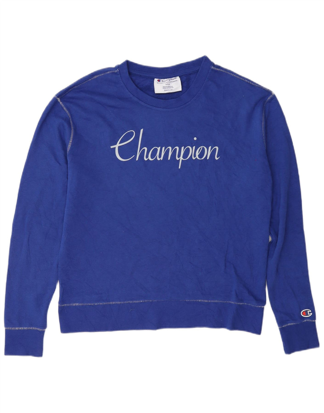 Pulover supradimensionat cu grafic pentru femei Champion UK 10 Bumbac albastru mic