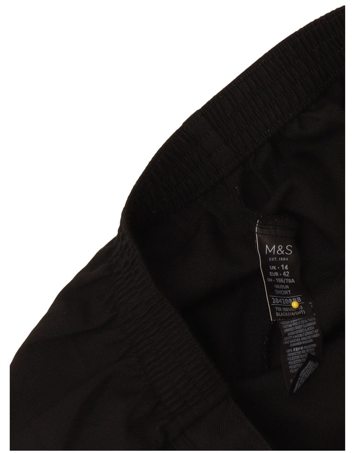 Pantaloni tăiați pentru femei Marks & Spencer UK 14 Large W34 L24 Poliester negru
