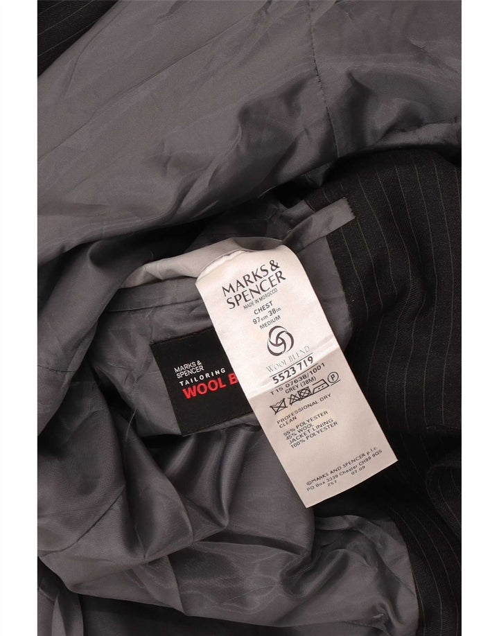 Jachetă pentru bărbați Marks & Spencer Tailored Fit, UK 38, gri mediu, cu dungi