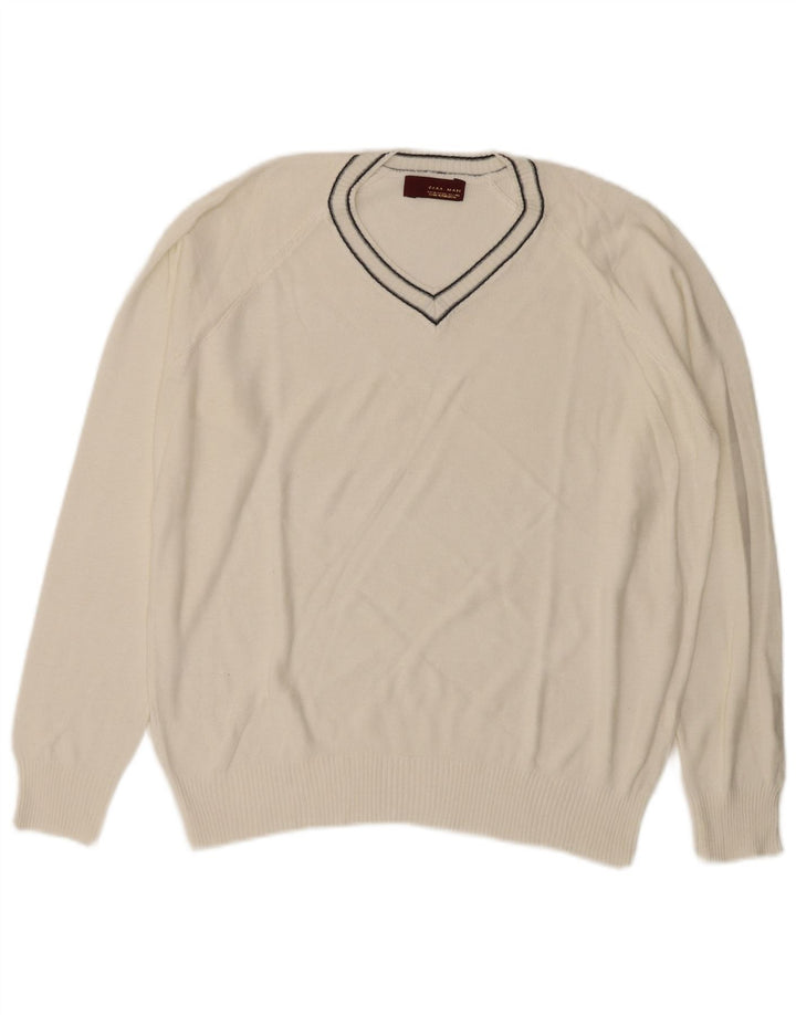 Pulover pentru bărbați Zara, cu decolteu în V, XL, alb