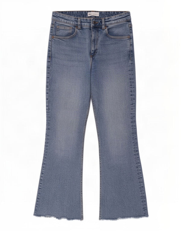Blugi Zara Femei Crop Bootcut EU 38 Mici L28 L26 Bumbac albastru