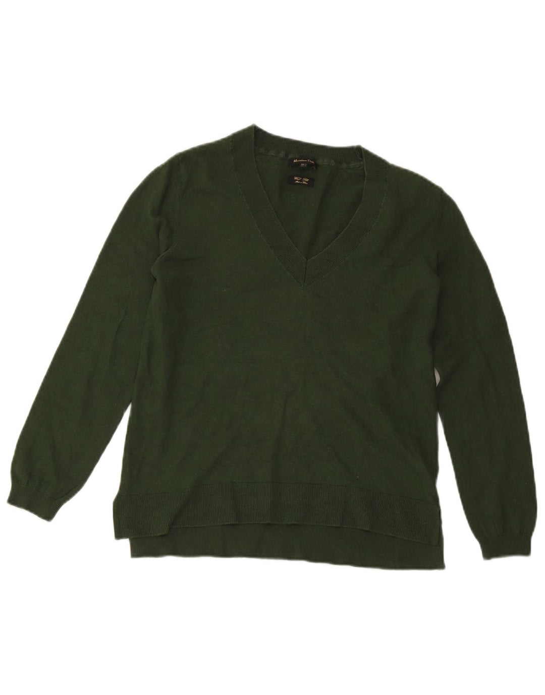 Pulover cu decolteu în V Massimo Dutti pentru femei UK 14 mare verde