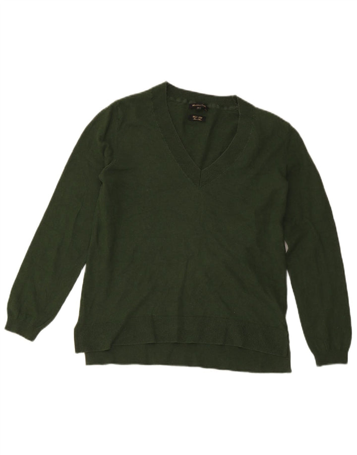 Pulover cu decolteu în V Massimo Dutti pentru femei UK 14 mare verde