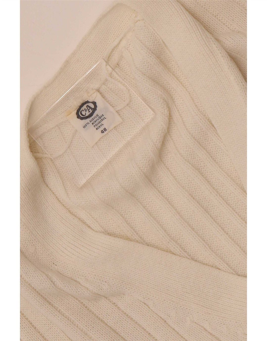 Pulover cardigan pentru femei C & A EU 48 2XL Alb Acrilic