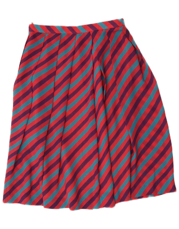 Fusta evazată pentru femei Vintage IT 46 Large W28 Poliester cu dungi multicolore