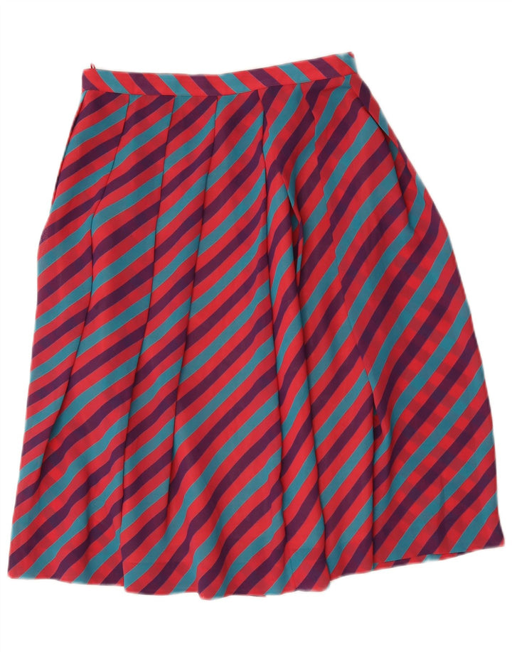 Fusta evazată pentru femei Vintage IT 46 Large W28 Poliester cu dungi multicolore