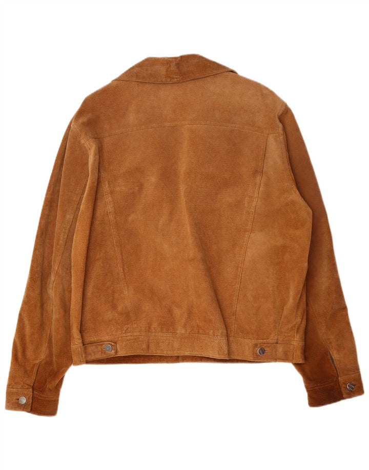 Jachetă vintage pentru bărbați din piele intoarsa UK 42 XL din piele maro