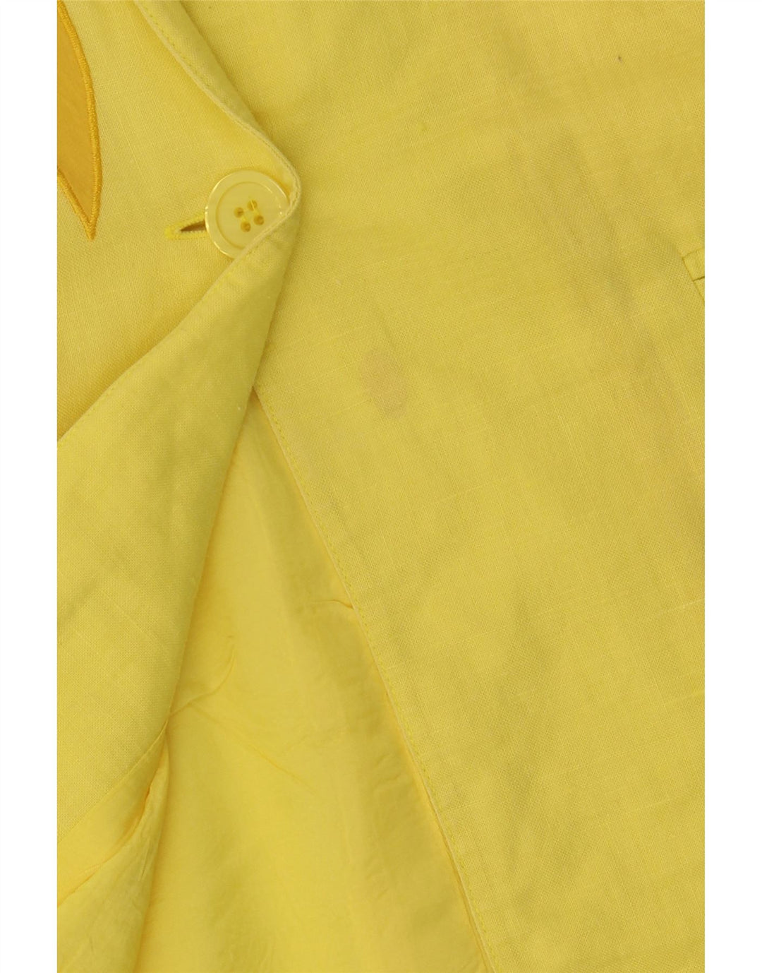 VINTAGE Womens 3/4 Sleeve 1 Button Blazer Jacket IT 48 XL Yellow Linen Vintage Vintage and Second-Hand Vintage from Messina Hembry 