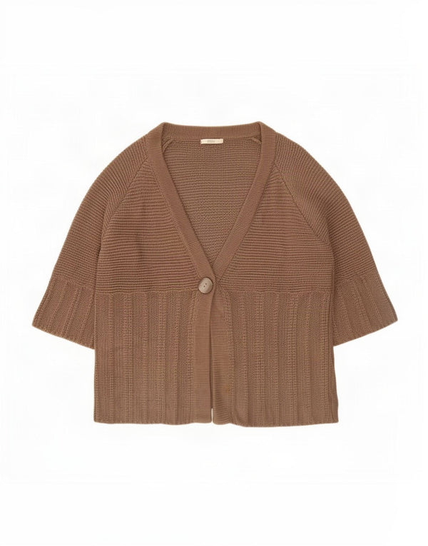 Pulover cardigan pentru femei Marks & Spencer cu mâneci 3/4 UK 20 2XL maro bumbac