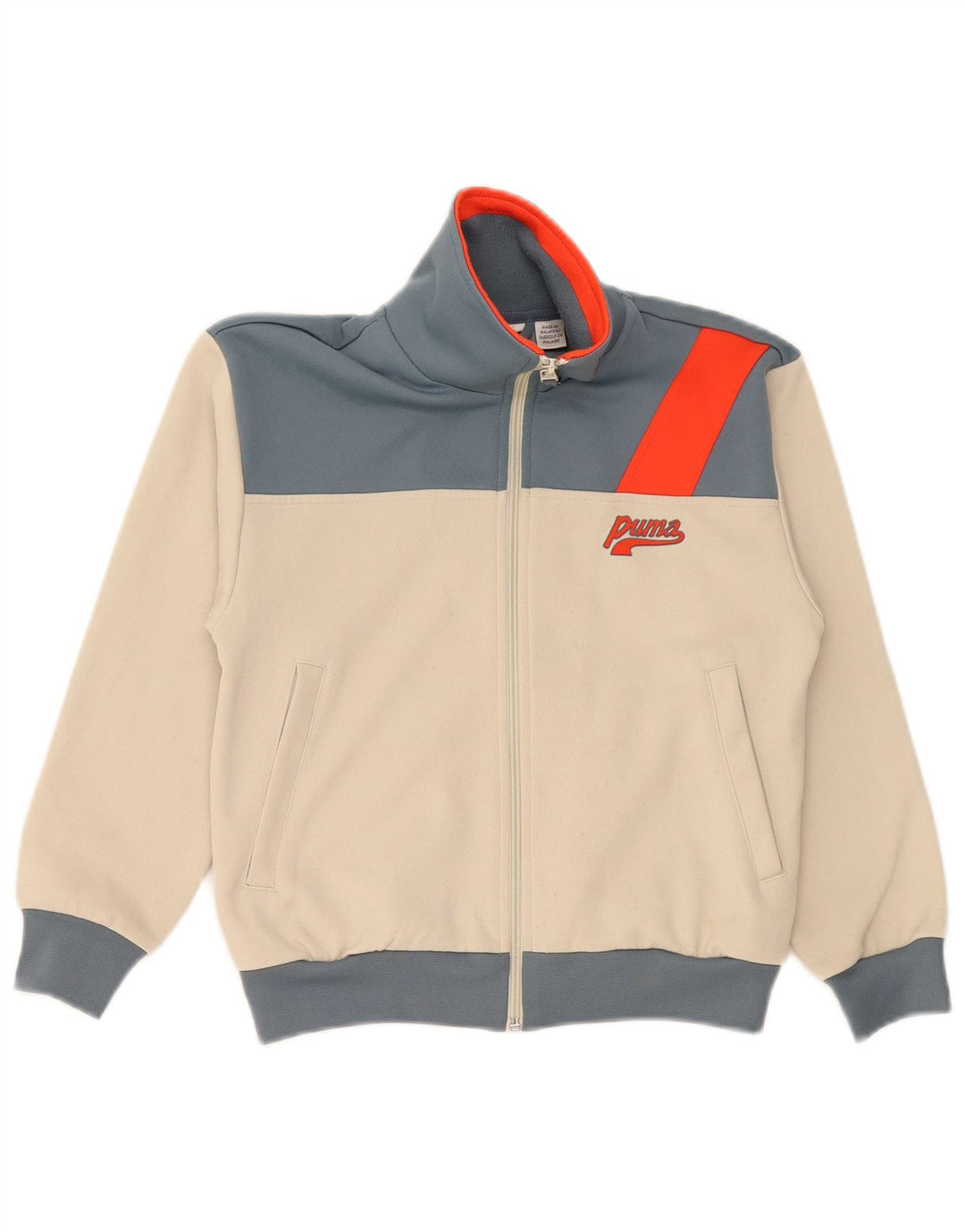 Jachetă de trening cu grafic Puma pentru băieți 9-10 ani, bej, color block