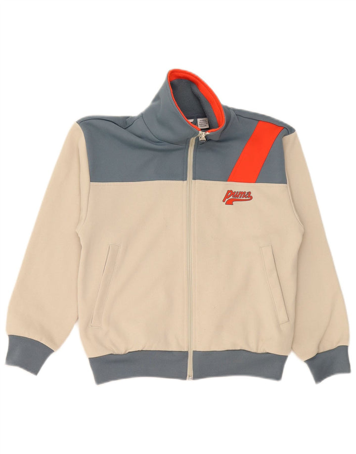 Jachetă de trening cu grafic Puma pentru băieți 9-10 ani, bej, color block