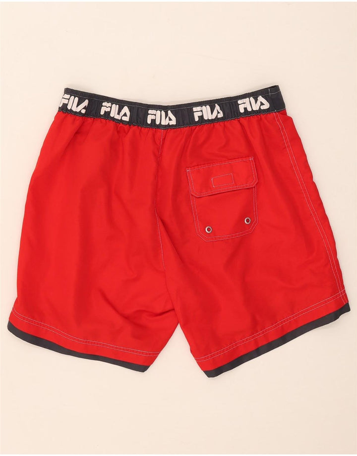 Pantaloni scurți de înot cu grafică FILA pentru bărbați, roșii mari, blocuri de culoare