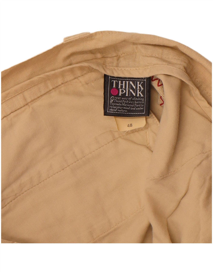 THINK PINK Pantaloni chino drepți pentru bărbați IT 48 Mediu L32 L33 Bej Bumbac