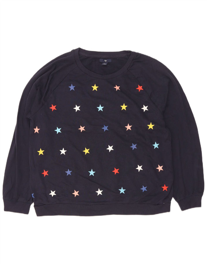 Hanorac pentru femei Gap, cu model abstract, pulover UK 18 XL, bumbac bleumarin