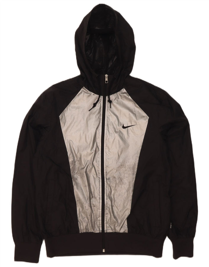 Jachetă de ploaie cu glugă pentru bărbați Nike UK 38 Medium Black Colorblock Nylon