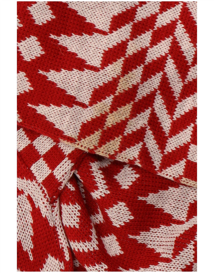C & A Pulover pentru bărbați cu gât roșu mare, geometric, acrilic
