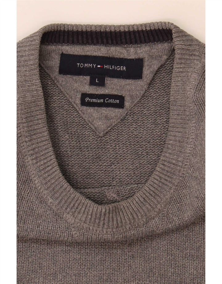 Pulover Tommy Hilfiger pentru bărbați, cu gât crew, mare, gri